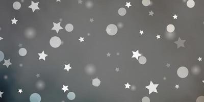 textura de vector gris claro con círculos, estrellas.