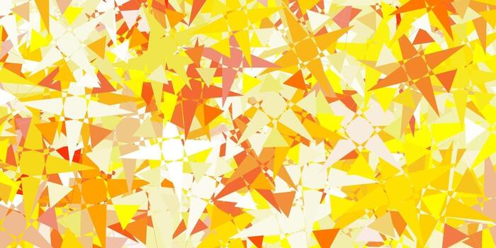 Telón de fondo de vector amarillo claro con triángulos, líneas.