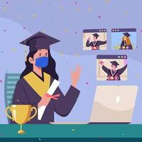 Virtual Graduation In Computer vector