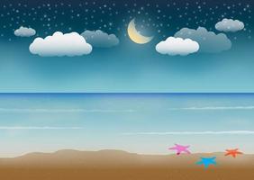 night sea beach scene vector