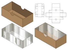 Diseño de plantilla troquelada de embalaje webbox. Maqueta 3d vector