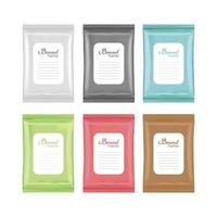 top view of colorful polystyrene and plastic packaging mockup vector