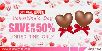 Valentines Day Shopping Sale greeting card banner vector