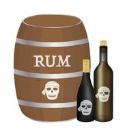 rum barrel and rum bottle vector