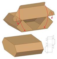 diseño de plantilla troquelada de embalaje de caja. Maqueta 3d vector