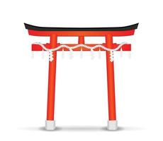 Puerta del templo de estilo japonés sobre un fondo blanco. vector