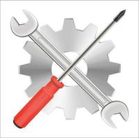 screwdriver wrench and gear repair logo vector