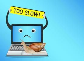 snail on a slow laptop vector