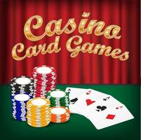 suit card games with pile of casino chip vector