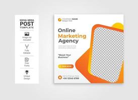 Digital marketing live webinar and corporate social media post template vector