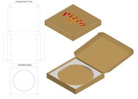 Caja de pizza paquete corrugado troquelado con maqueta vector