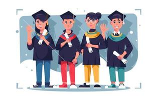 Set of Youth Character Celebrating Graduation vector