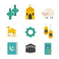 Eid al-Adha Islamic Icon Set vector