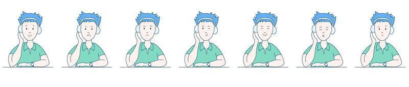 Man with headphone set vector