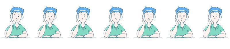 Man with headphone set vector