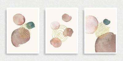 Set of 3 creative minimalist hand painted illustrations vector