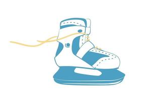 ice skates with bright laces. Fitness figure skate in line style. Sport equipment logo. Side view. Vector Illustration isolated on white background.