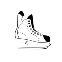 icono lineal de patinaje de hockey, actividad de invierno y deporte, signo de patinaje sobre hielo de logo de contorno. delgada línea estilizada, boceto. aislado sobre fondo blanco. vector