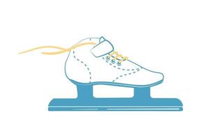 Ice Racing Skates with bright laces. Speed skating boots in line style. Sport equipment logo. Side view. Vector Illustration isolated on white background.