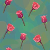 Red roses seamless pattern with color drops green background. Love, romantic, floral ornament. Wedding nature vector repeating print. Flower wallpaper, fashion textile texture. Watercolor light effect