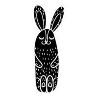 Beautiful Sitting and Sleeping Rabbit Hand Drawn vector