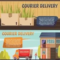 Courier Delivery 2 Orthogonal Banners Vector Illustration