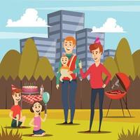 Fathers And Kids Orthogonal Composition Vector Illustration