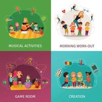 Kindergarten Concept Icons Set Vector Illustration