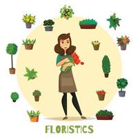 Florists Concept Set Vector Illustration