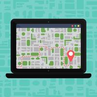 Electronic Offline Map On Laptop vector
