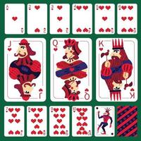 Poker Playing Cards Heart Suit Set Vector Illustration
