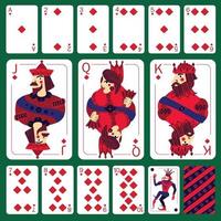 Poker Playing Cards Diamond Suit Set Vector Illustration