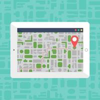 Electronic Offline Map On Tablet, Mobile Gadget vector