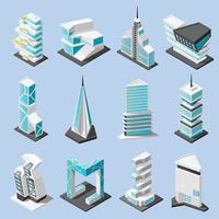 Futuristic Architecture Isometric Set Vector Illustration