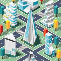 Futuristic Architecture Isometric Background Vector Illustration