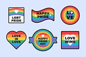 Pride LGBTQ Labels Set in Rainbow Flag Colors vector