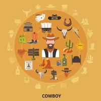 Cowboy Round Composition vector