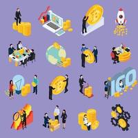 ICO Blockchain Concept Isometric Icons Vector Illustration