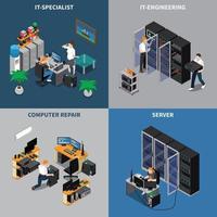 Ingenieros 2x2 iconos conjunto ilustración vectorial vector