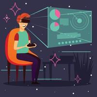 Ilustración de vector de fondo de realidad virtual de juego de computadora