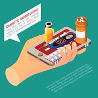 Diabetic Monitoring Isometric Composition Vector Illustration