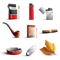 Tobacco Products Realistic Set Vector Illustration