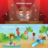 Kindergarten Characters Compositions Vector Illustration