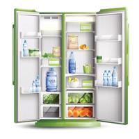 Ilustración de vector de objeto realista de organización de refrigerador