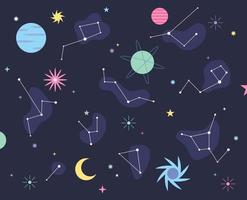 Earth planets and constellation patterns. Simple pattern design template. vector