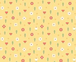 A cute, simple floral pattern on a yellow background. Simple pattern design template. vector