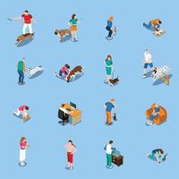 People With Pets Set Vector Illustration