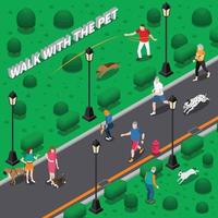 People With Pets Composition Vector Illustration