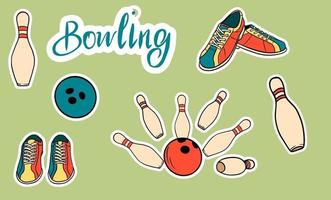 Set of vector icons dedicated to bowling.