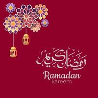 Caligrafía árabe Ramadán Kareem con adornos islámicos tradicionales. ilustración vectorial vector